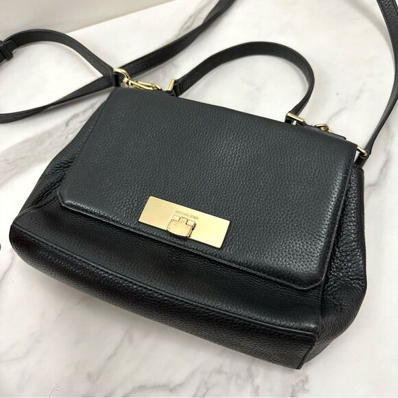 MICHAEL Michael Kors Pebbled Black Leather Callie Top Handle Bag - Picture 15 of 16